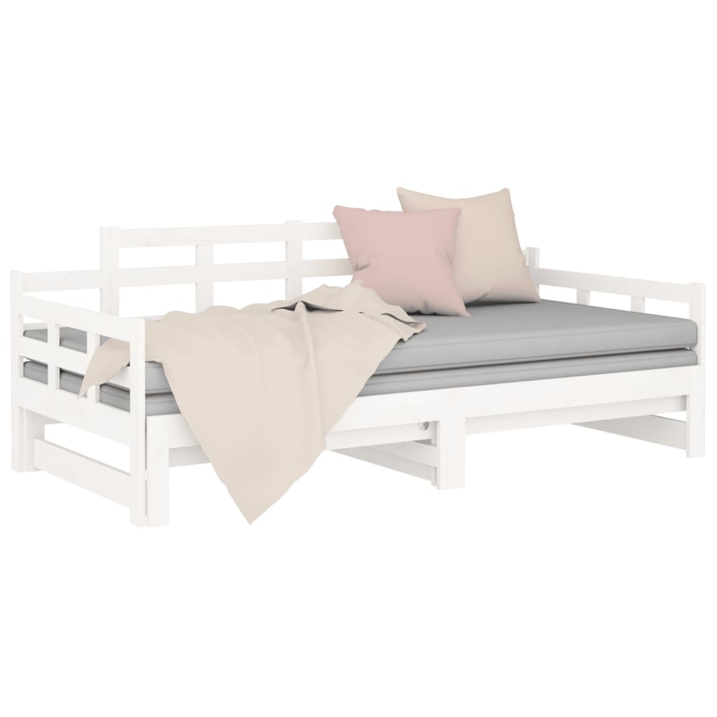 vidaXL Pull-out Day Bed without Mattress White Solid Wood Pine 2x cm