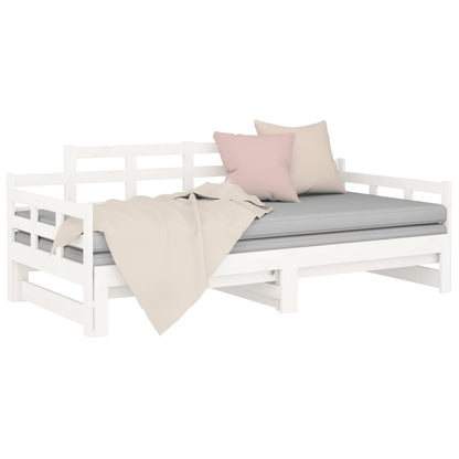 vidaXL Pull-out Day Bed without Mattress White Solid Wood Pine 2x cm