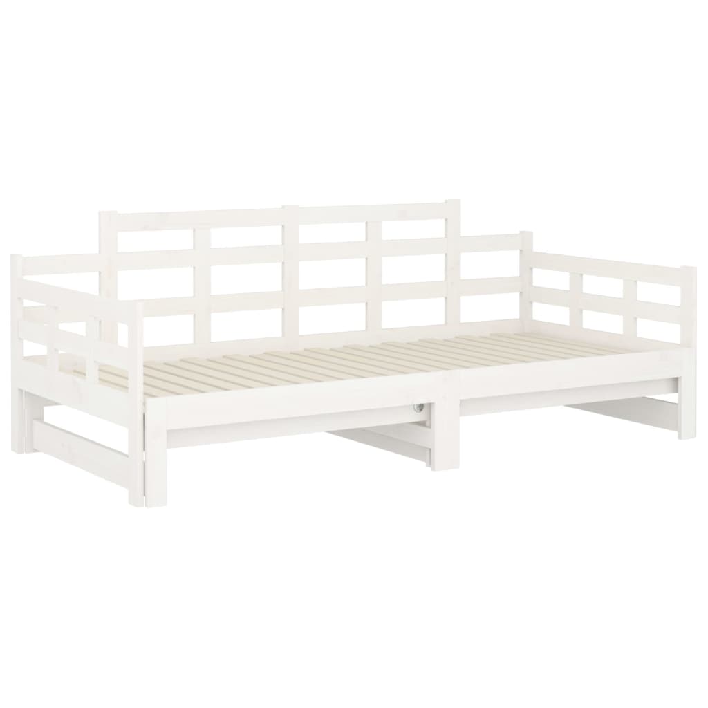 vidaXL Pull-out Day Bed without Mattress White Solid Wood Pine 2x cm
