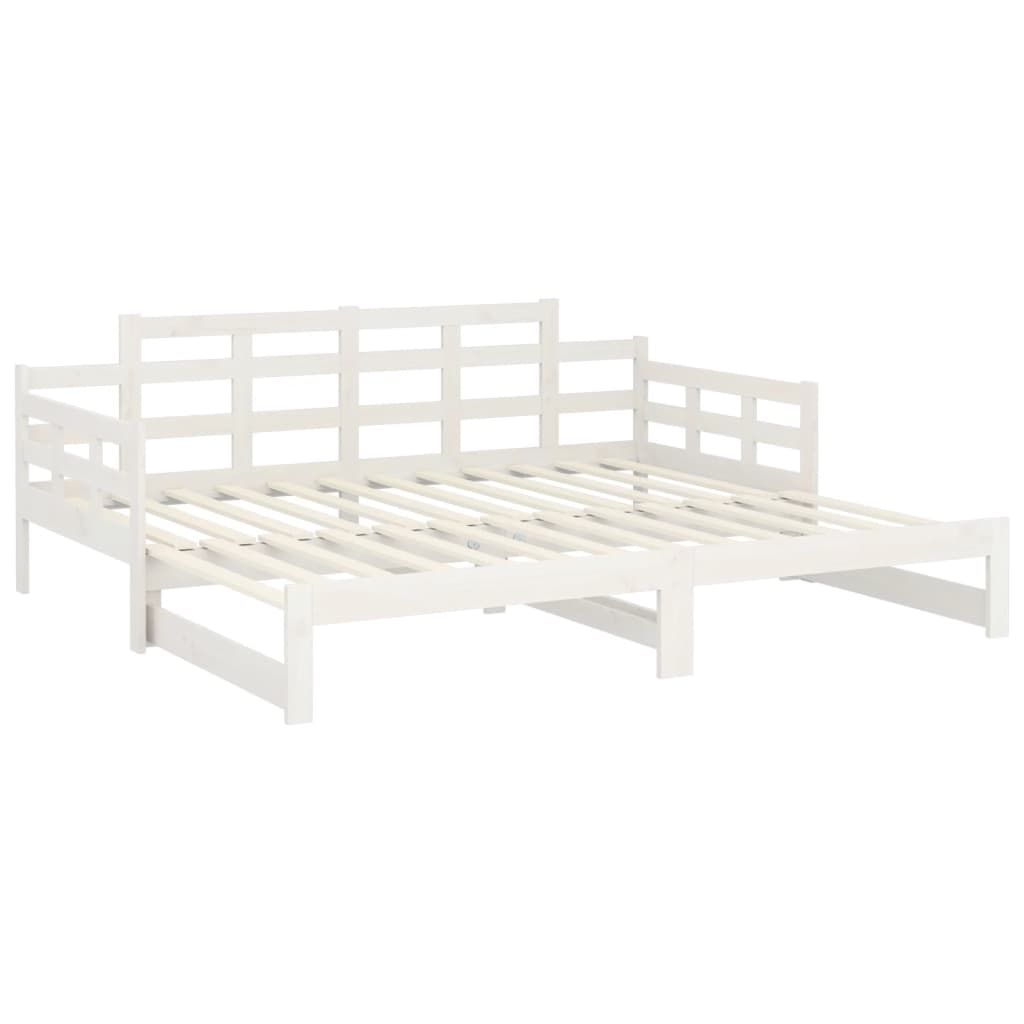 vidaXL Pull-out Day Bed without Mattress White Solid Wood Pine 2x cm