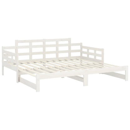 vidaXL Pull-out Day Bed without Mattress White Solid Wood Pine 2x cm