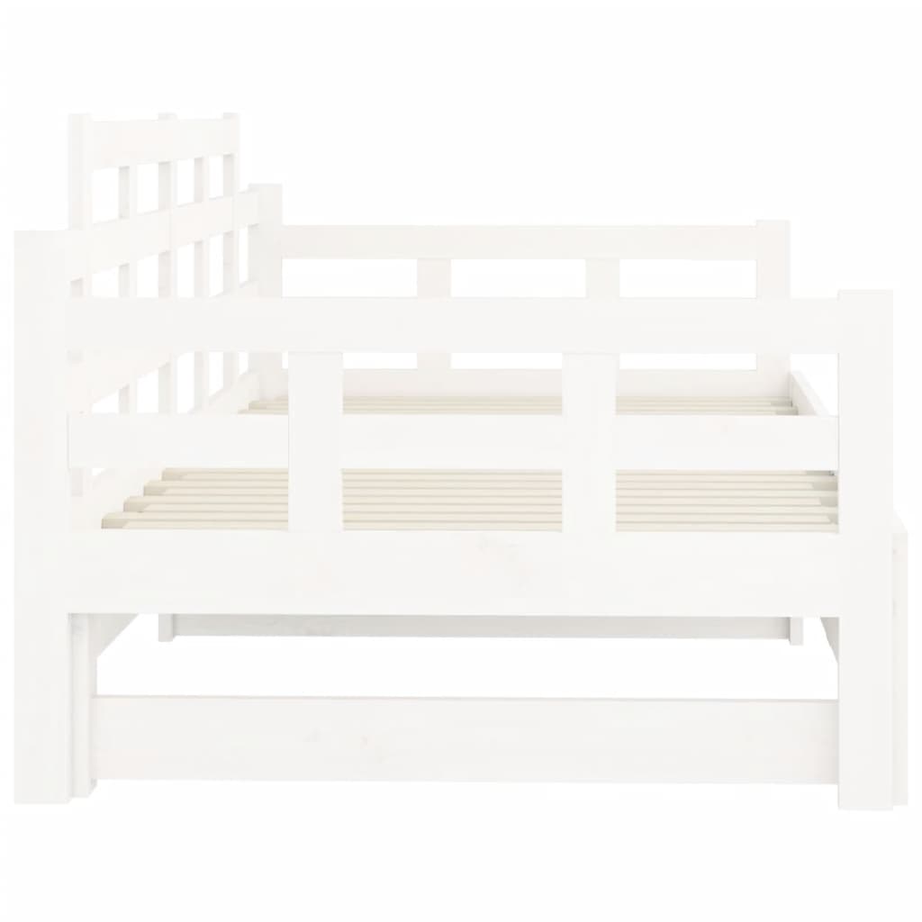 vidaXL Pull-out Day Bed without Mattress White Solid Wood Pine 2x cm