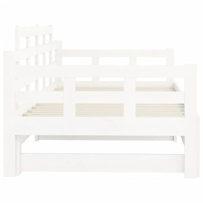 vidaXL Pull-out Day Bed without Mattress White Solid Wood Pine 2x cm