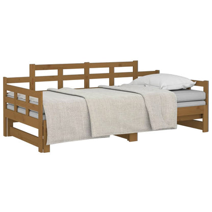 vidaXL Pull-out Day Bed without Mattress Honey Brown 2x(90x190) cm