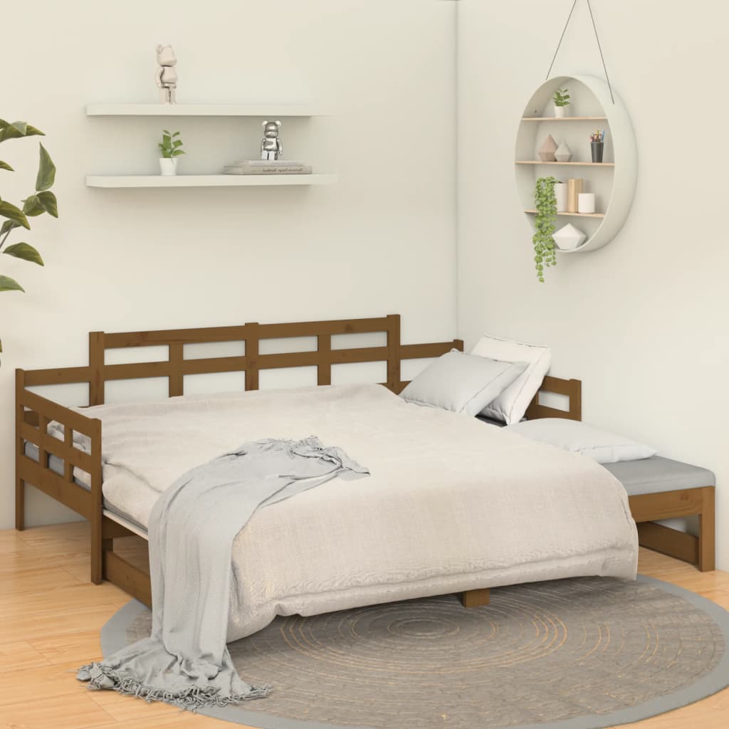 vidaXL Pull-out Day Bed without Mattress Honey Brown 2x(90x190) cm