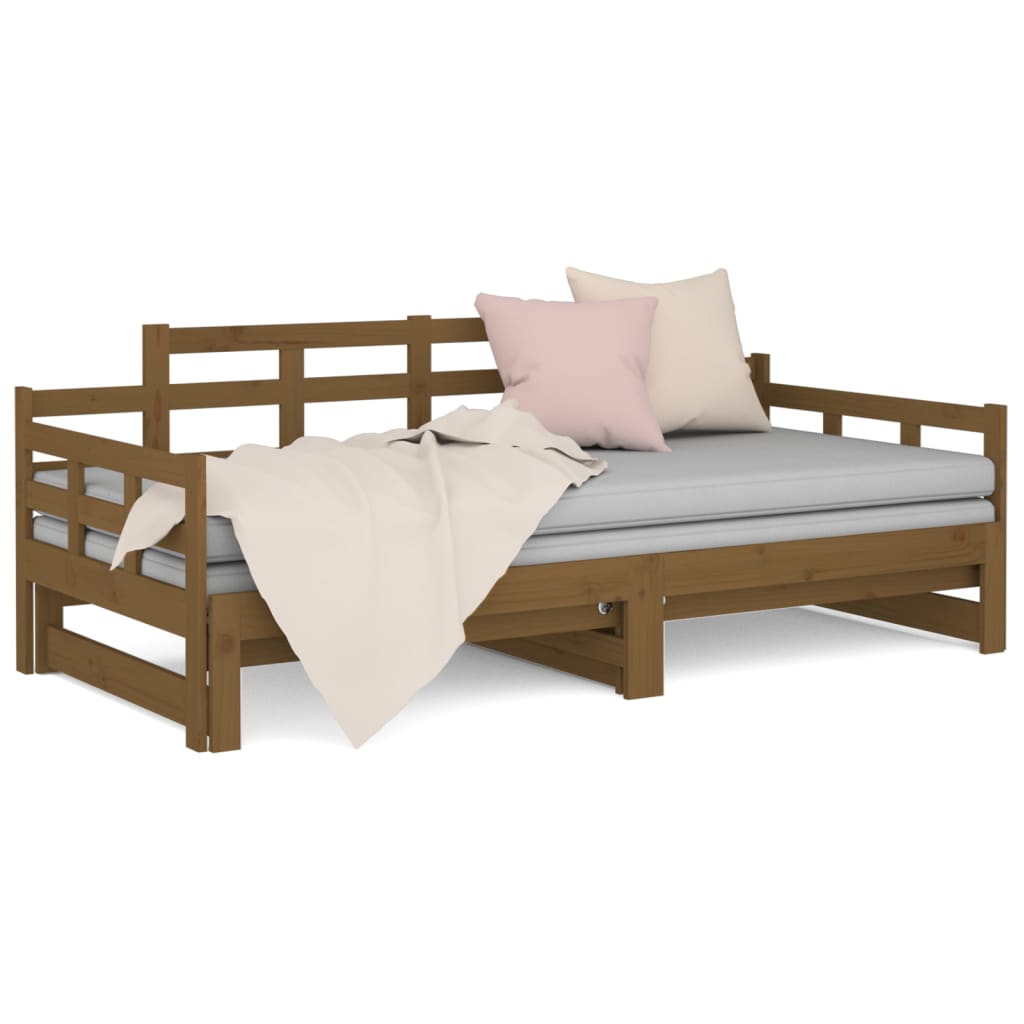 vidaXL Pull-out Day Bed without Mattress Honey Brown 2x(90x190) cm