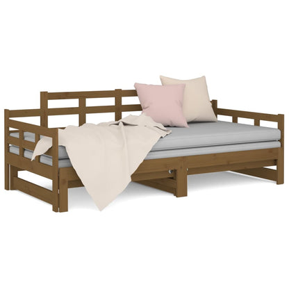 vidaXL Pull-out Day Bed without Mattress Honey Brown 2x(90x190) cm
