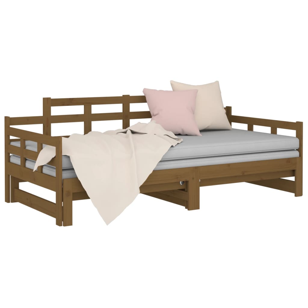 vidaXL Pull-out Day Bed without Mattress Honey Brown 2x(90x190) cm