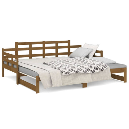 vidaXL Pull-out Day Bed without Mattress Honey Brown 2x(90x190) cm