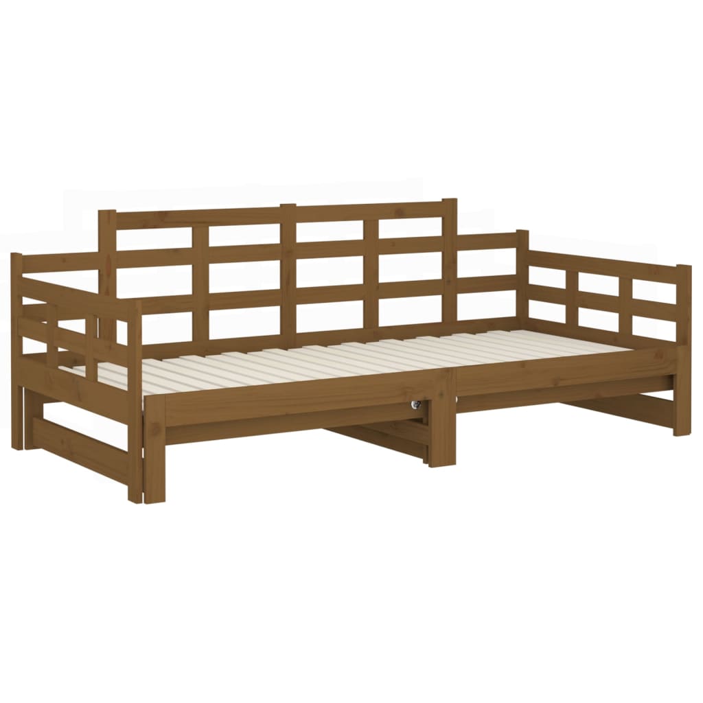 vidaXL Pull-out Day Bed without Mattress Honey Brown 2x(90x190) cm