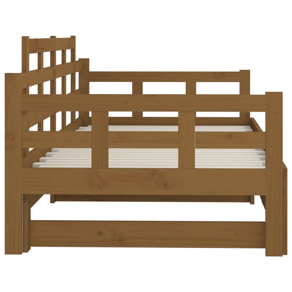 vidaXL Pull-out Day Bed without Mattress Honey Brown 2x(90x190) cm