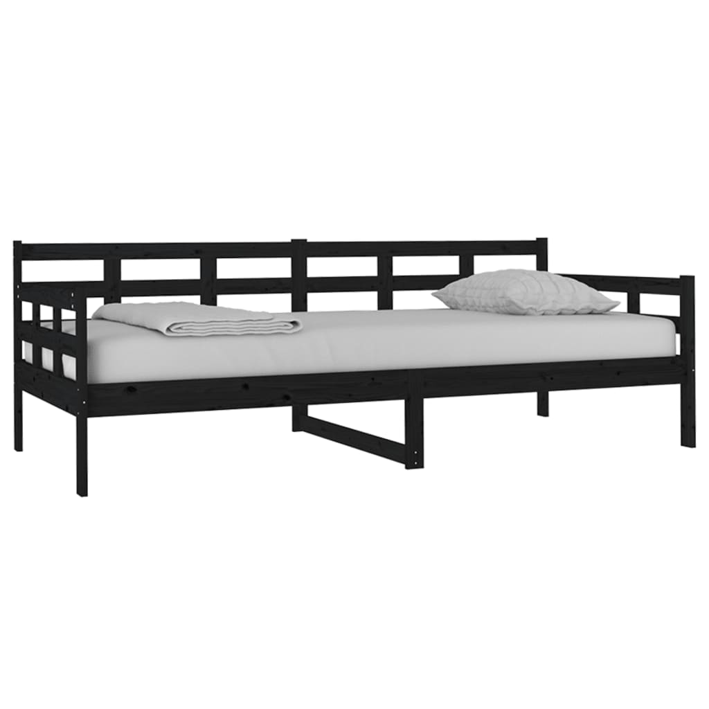 vidaXL Day Bed | Black | Solid Pine Wood | Single |  Convertible