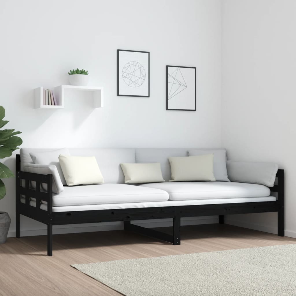 vidaXL Day Bed | Black | Solid Pine Wood | Single |  Convertible