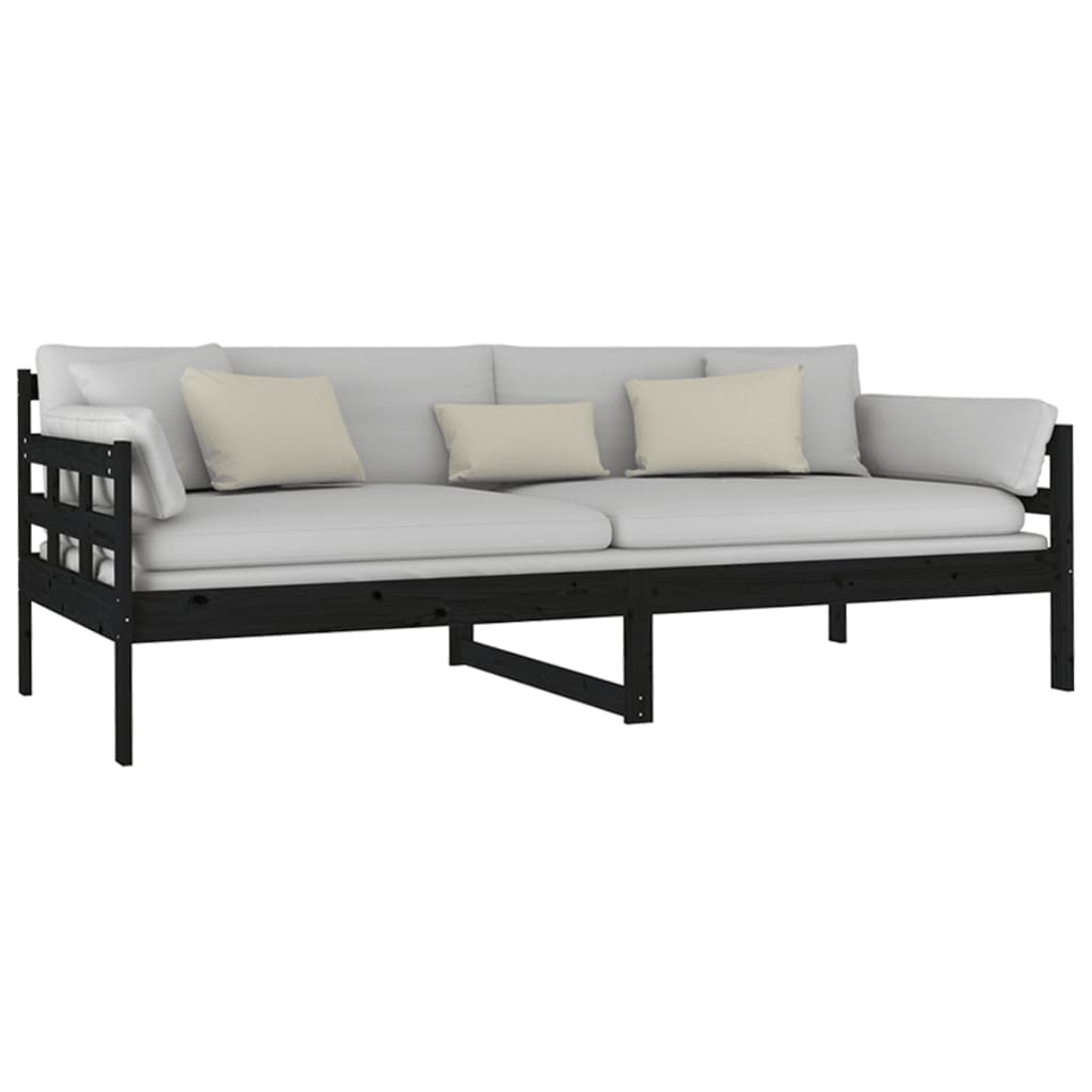 vidaXL Day Bed | Black | Solid Pine Wood | Single |  Convertible