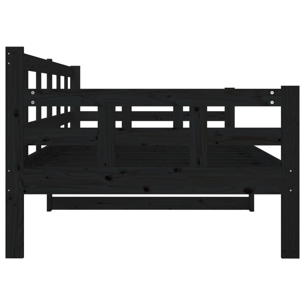 vidaXL Day Bed | Black | Solid Pine Wood | Single |  Convertible