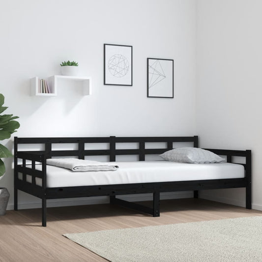 vidaXL Day Bed | Black | Solid Pine Wood | Single |  Convertible