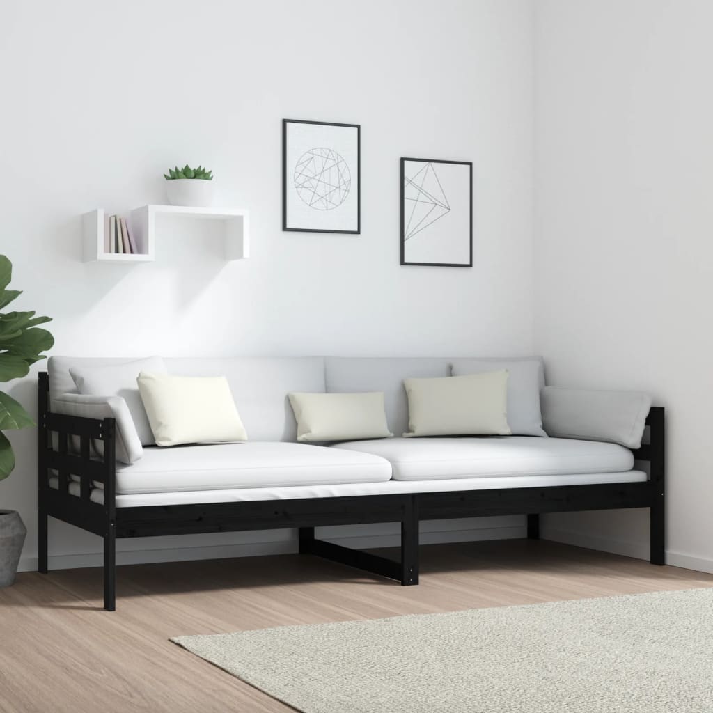 vidaXL Day Bed | Black | Solid pine wood | Single