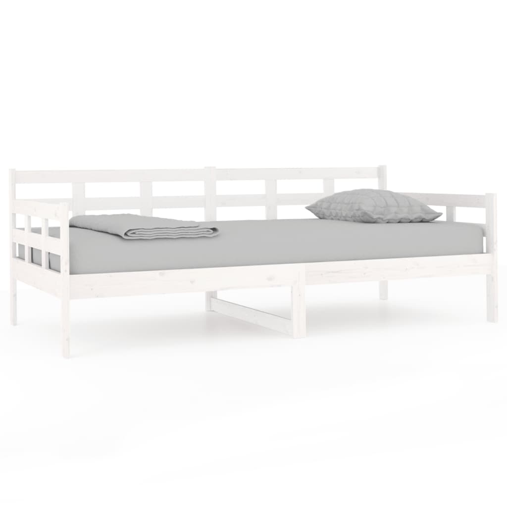 vidaXL Day Bed | White | Solid pine wood | Single | Convertible
