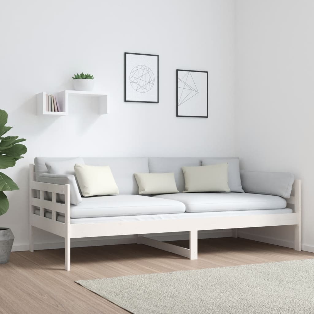 vidaXL Day Bed | White | Solid pine wood | Single | Convertible