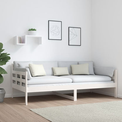 vidaXL Day Bed | White | Solid pine wood | Single | Convertible
