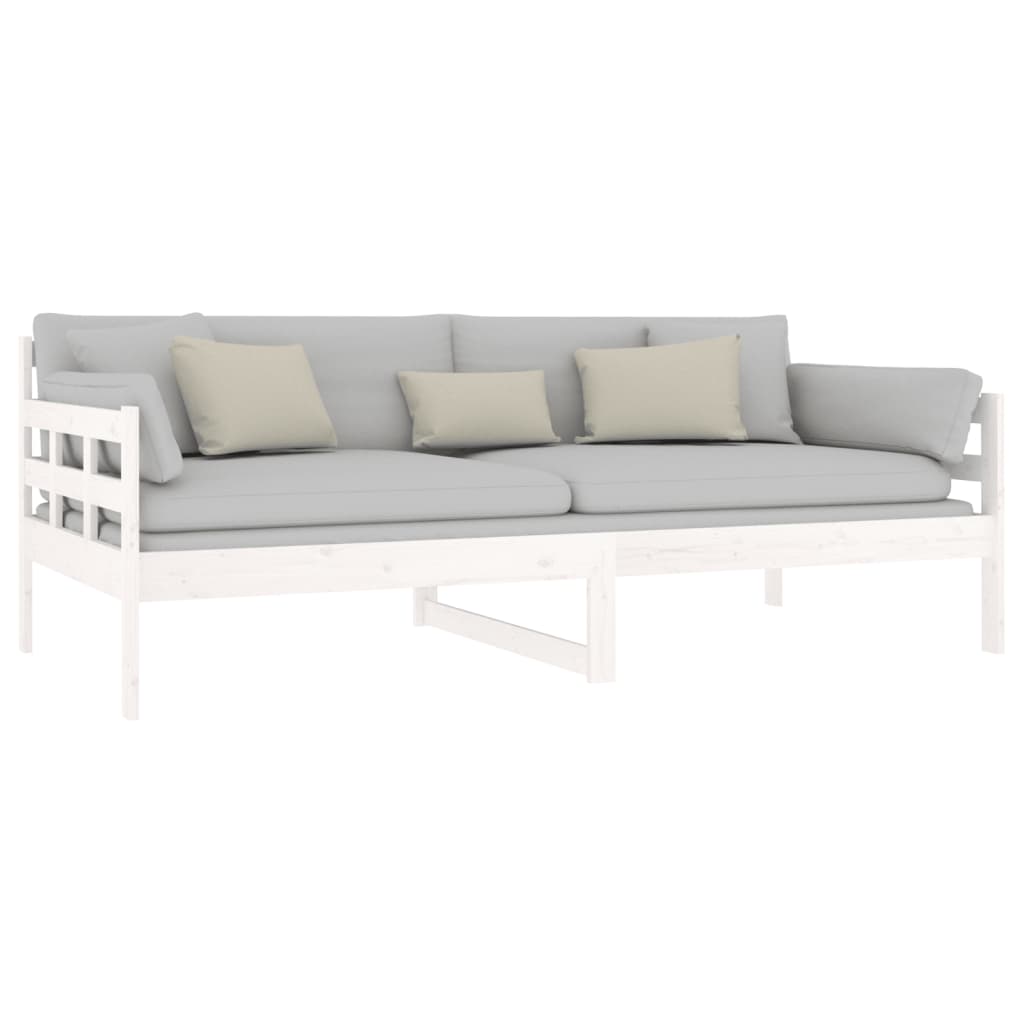 vidaXL Day Bed | White | Solid pine wood | Single | Convertible