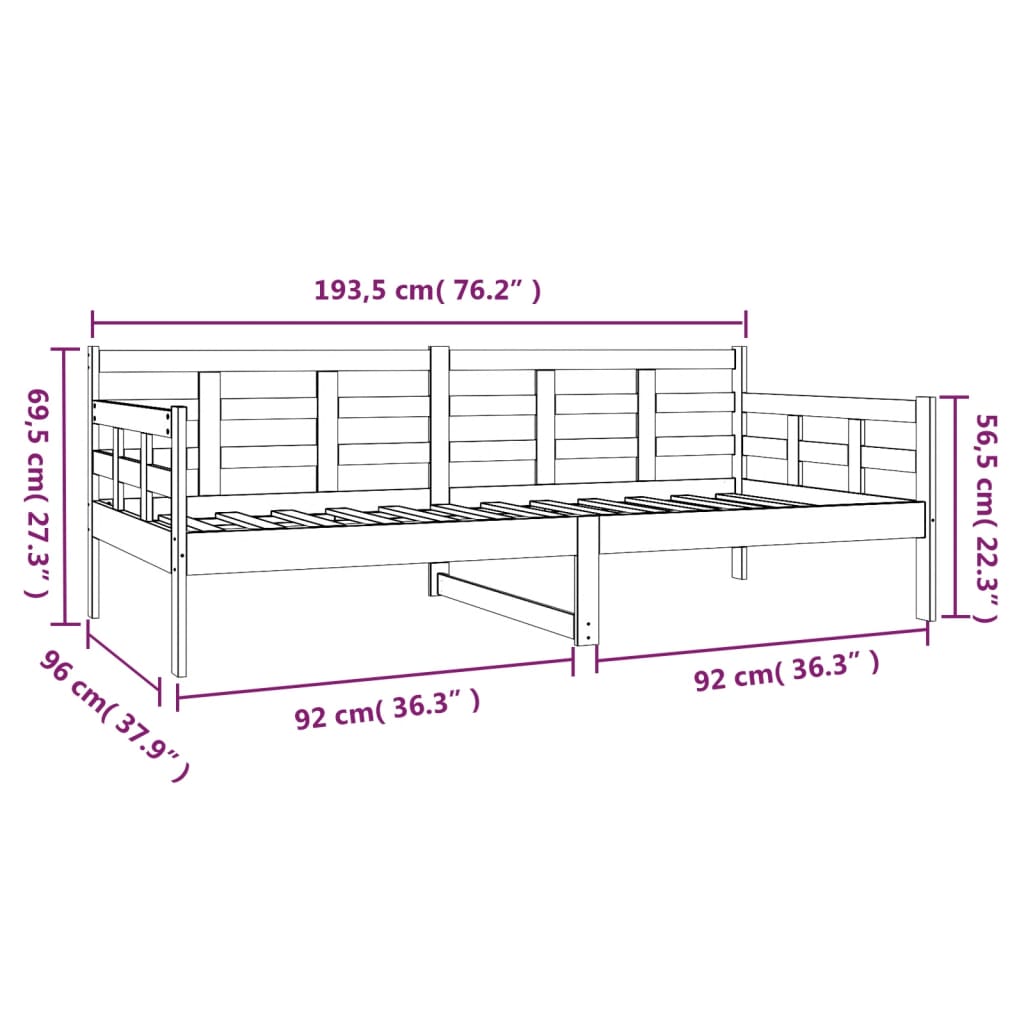 vidaXL Day Bed | White | Solid pine wood | Single | Convertible