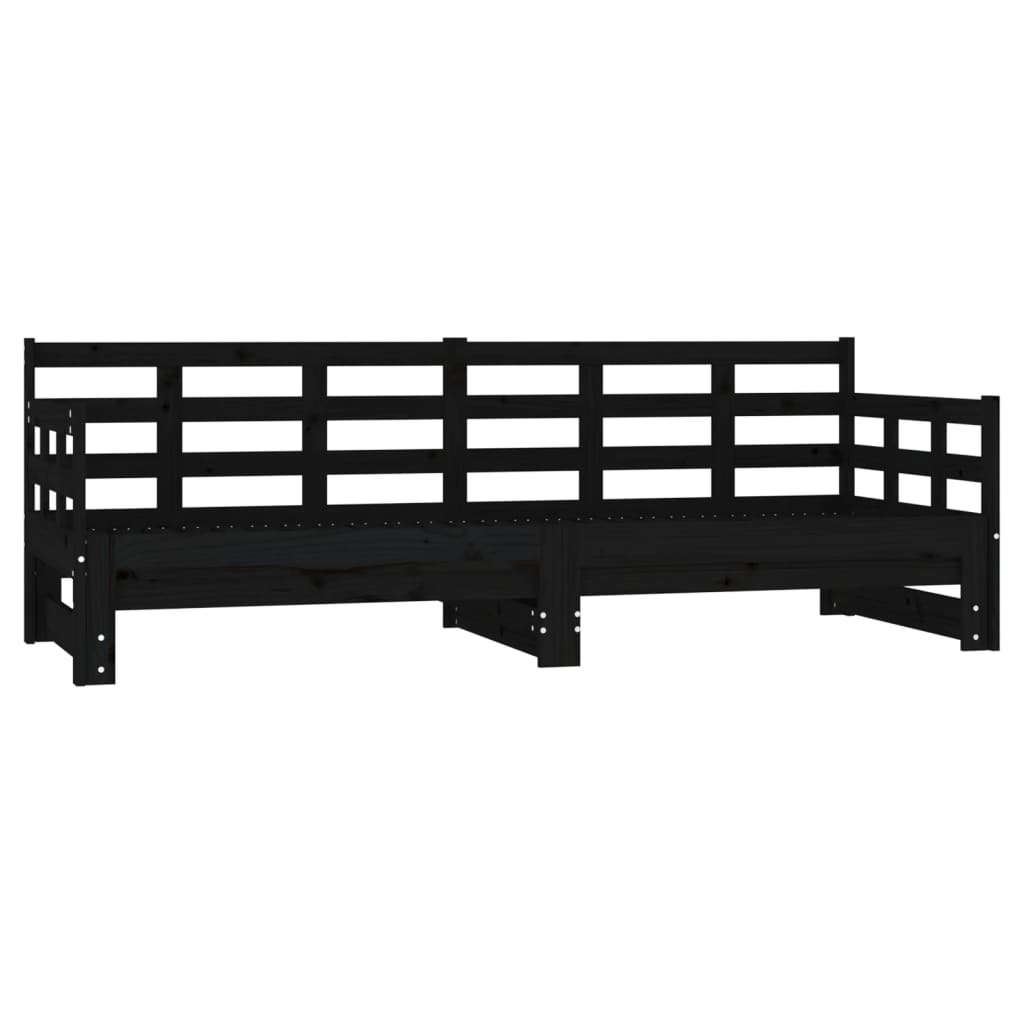 vidaXL Pull-out Day Bed without Mattress Black 2x(90x190) cm