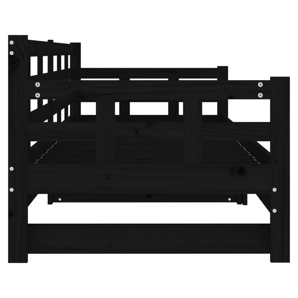 vidaXL Pull-out Day Bed without Mattress Black 2x(90x190) cm