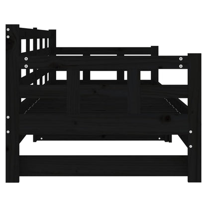 vidaXL Pull-out Day Bed without Mattress Black 2x(90x190) cm