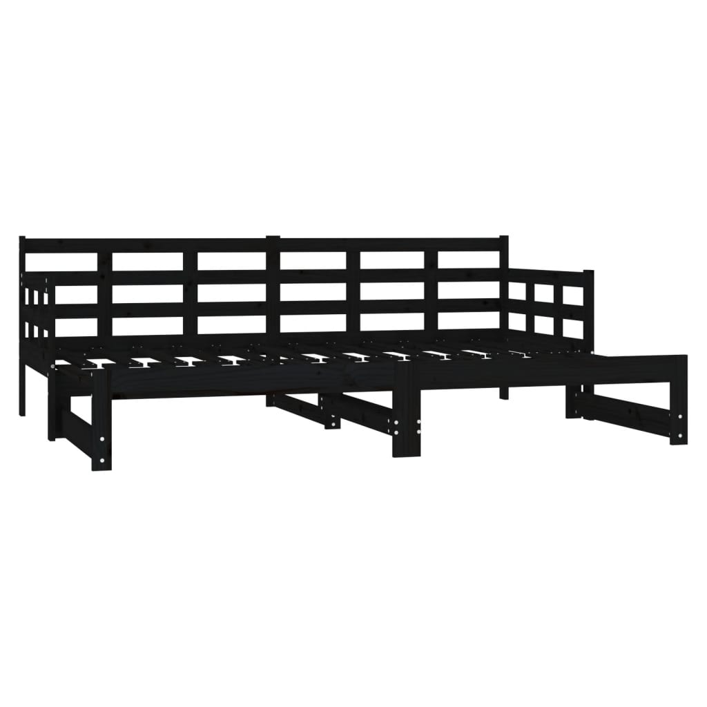 vidaXL Pull-out Day Bed without Mattress Black 2x(90x190) cm