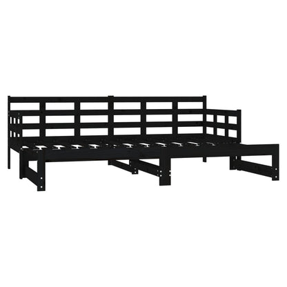 vidaXL Pull-out Day Bed without Mattress Black 2x(90x190) cm