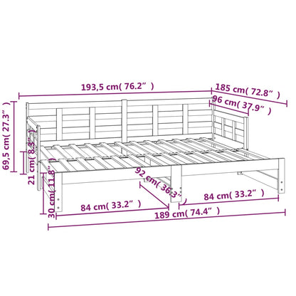 vidaXL Pull-out Day Bed without Mattress Black 2x(90x190) cm