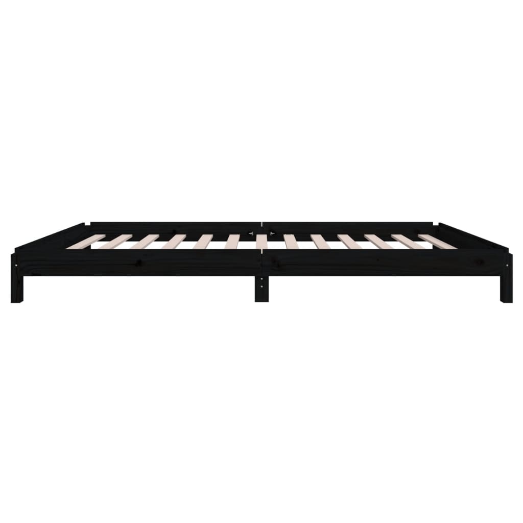 vidaXL Stack Bed without Mattress Black 90x200 cm Solid Wood Pine