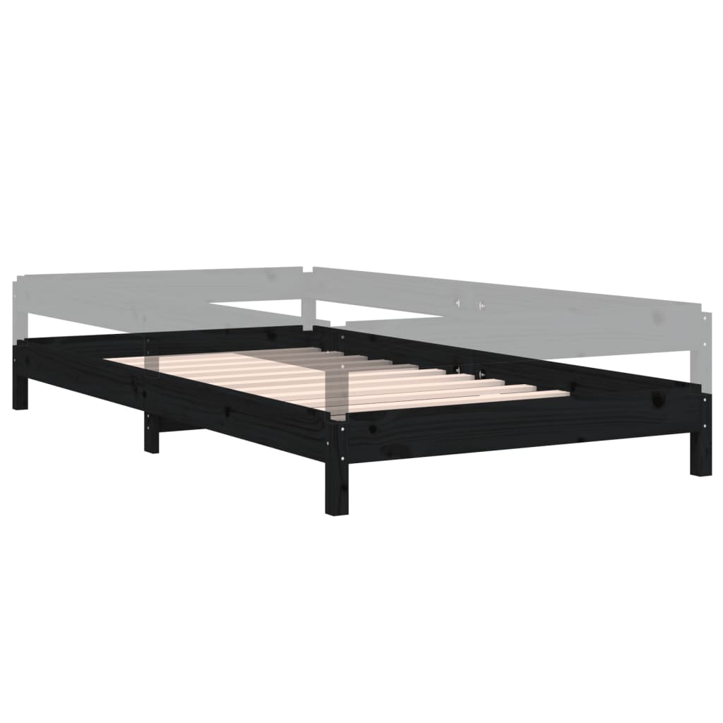 vidaXL Stack Bed without Mattress Black 80x200 cm Solid Wood Pine