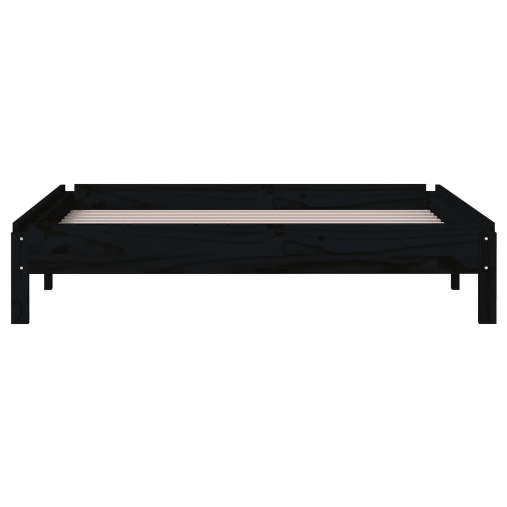 vidaXL Stack Bed without Mattress Black 80x200 cm Solid Wood Pine