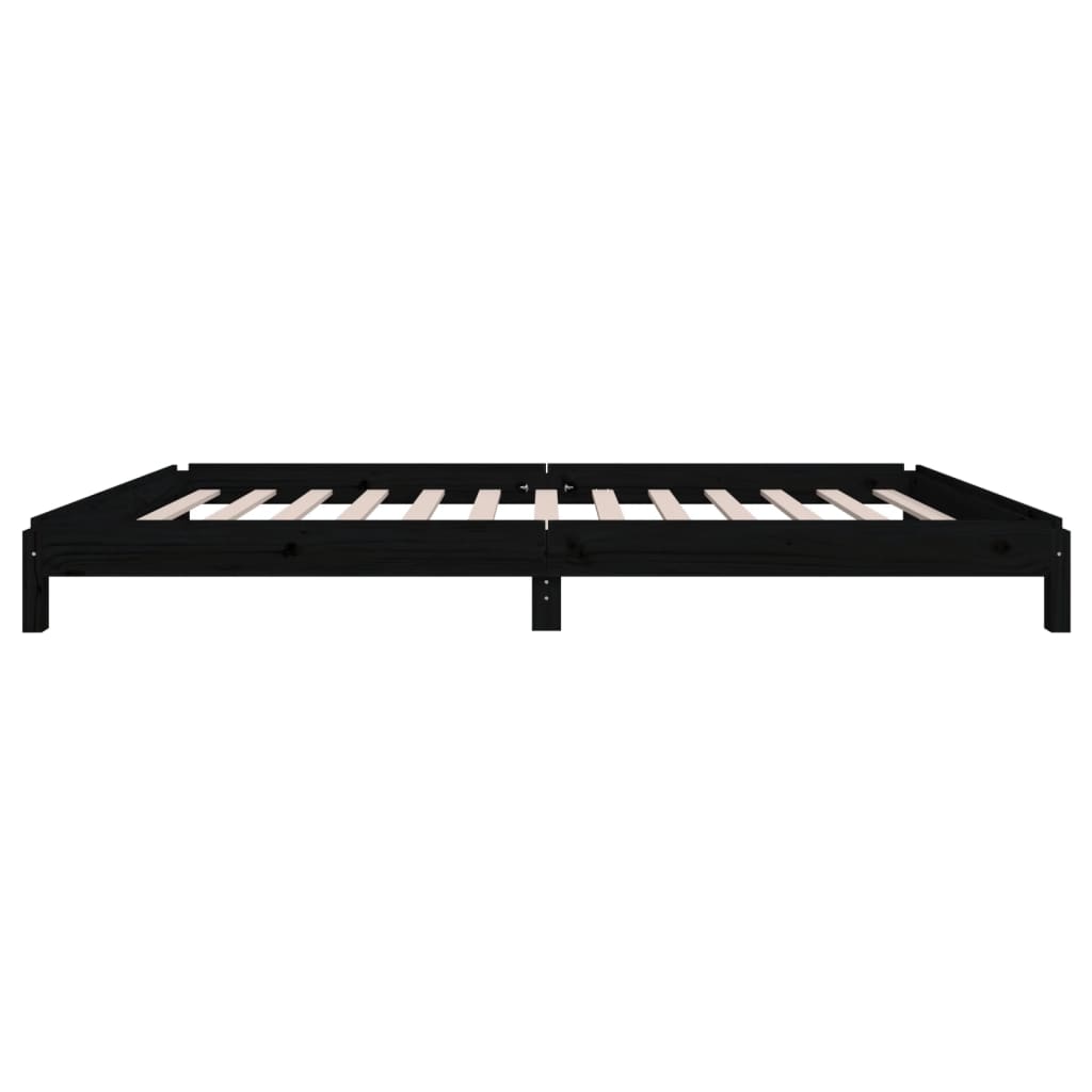 vidaXL Stack Bed without Mattress Black 80x200 cm Solid Wood Pine
