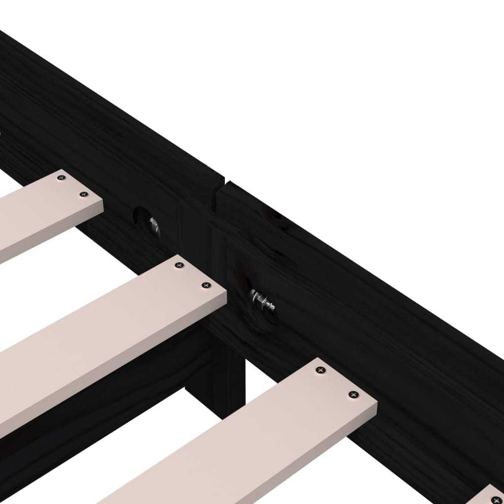 vidaXL Stack Bed without Mattress Black 80x200 cm Solid Wood Pine
