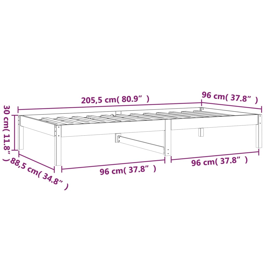 vidaXL Day Bed | White | Solid pine wood | Small