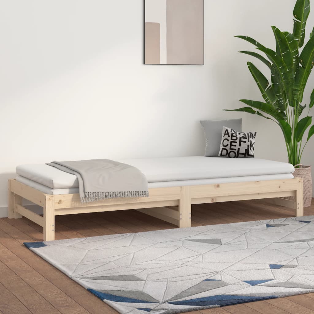 vidaXL Pull-out Day Bed without Mattress 2x(90x190) cm Solid Wood Pine