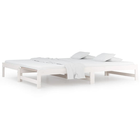 vidaXL Day Bed | White | Solid pinewood | Double | Expandable | Day Bed