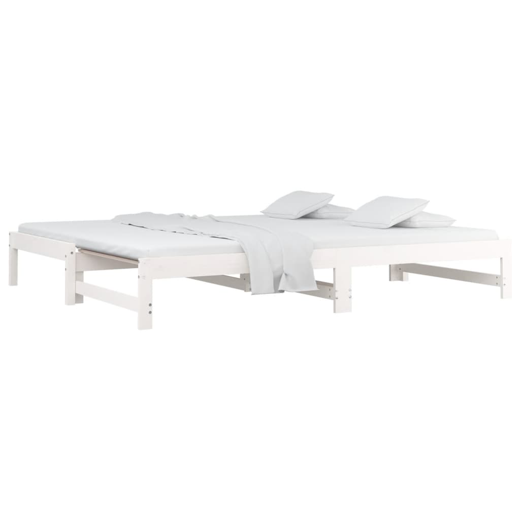 vidaXL Day Bed | White | Solid pinewood | Double | Expandable | Day Bed