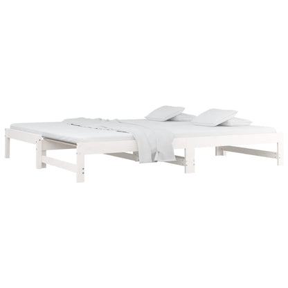 vidaXL Day Bed | White | Solid pinewood | Double | Expandable | Day Bed