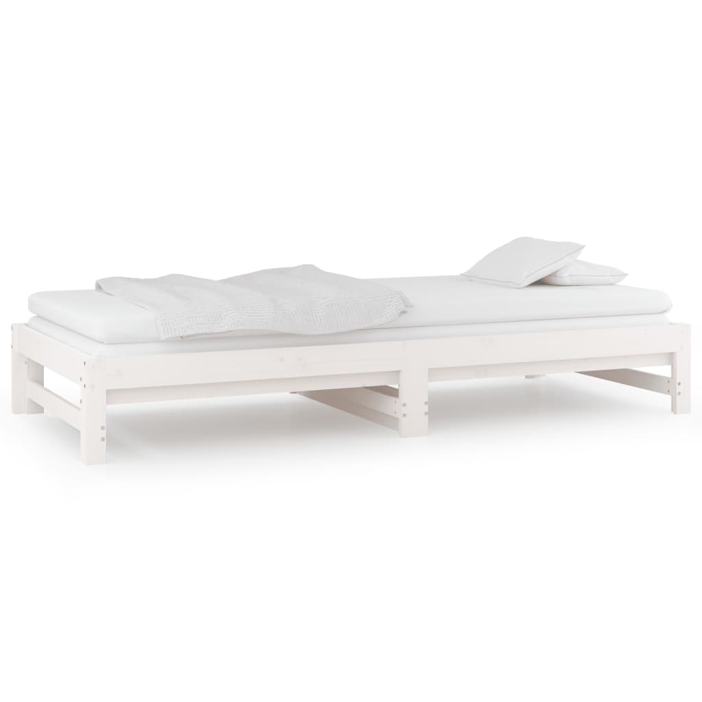 vidaXL Day Bed | White | Solid pinewood | Double | Expandable | Day Bed