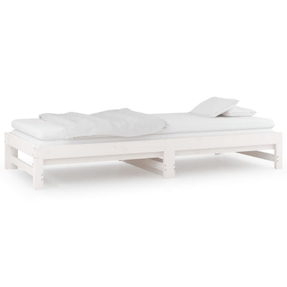 vidaXL Day Bed | White | Solid pinewood | Double | Expandable | Day Bed