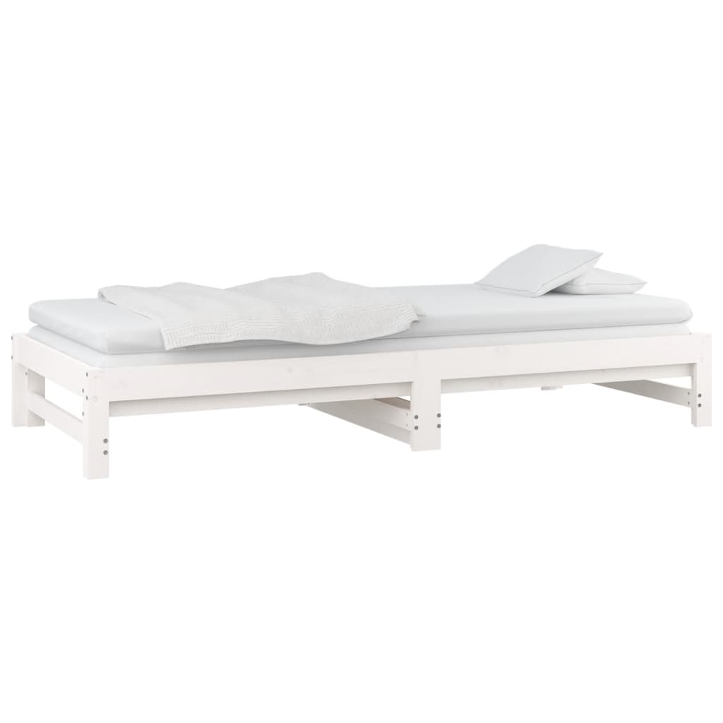 vidaXL Day Bed | White | Solid pinewood | Double | Expandable | Day Bed
