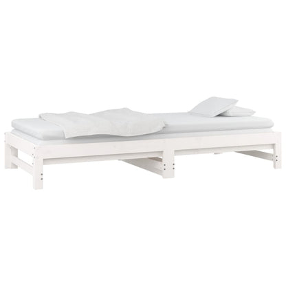 vidaXL Day Bed | White | Solid pinewood | Double | Expandable | Day Bed