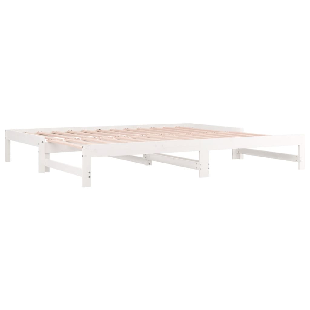 vidaXL Day Bed | White | Solid pinewood | Double | Expandable | Day Bed