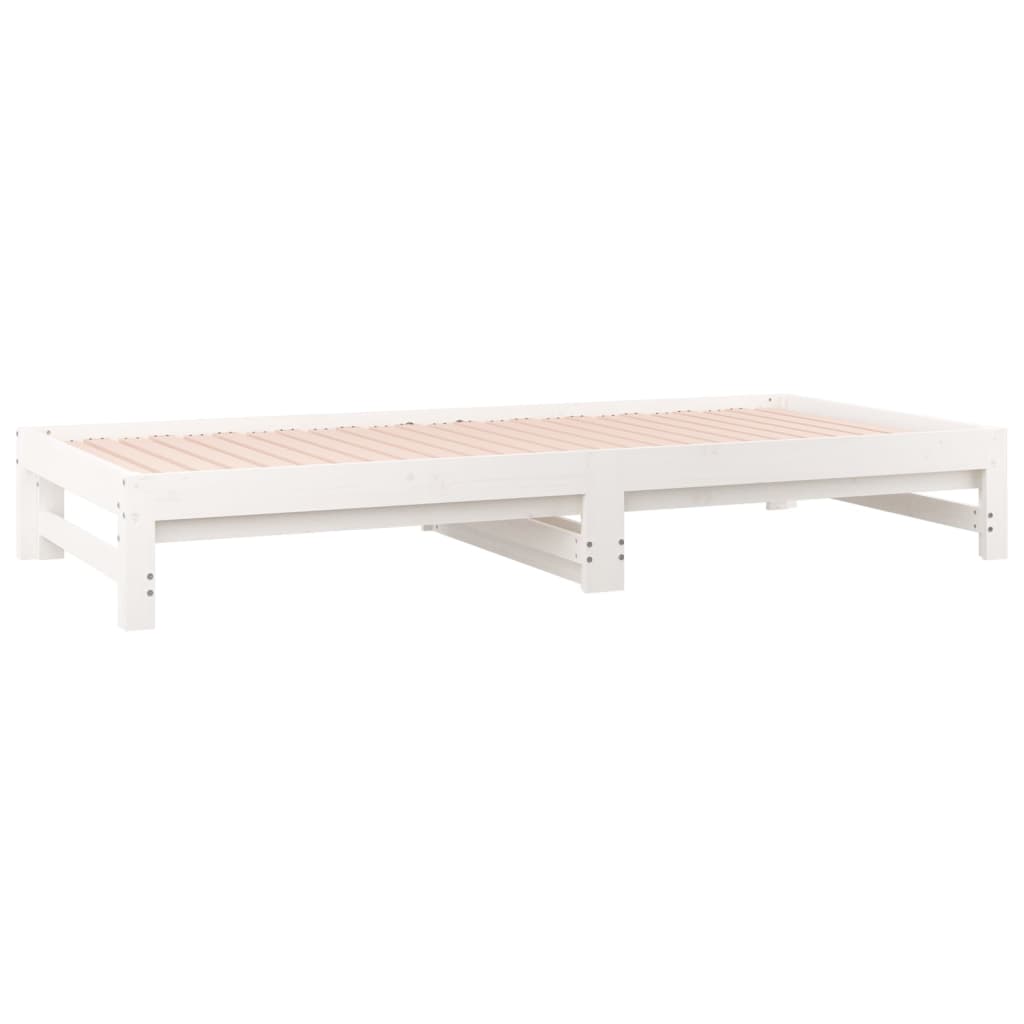 vidaXL Day Bed | White | Solid pinewood | Double | Expandable | Day Bed