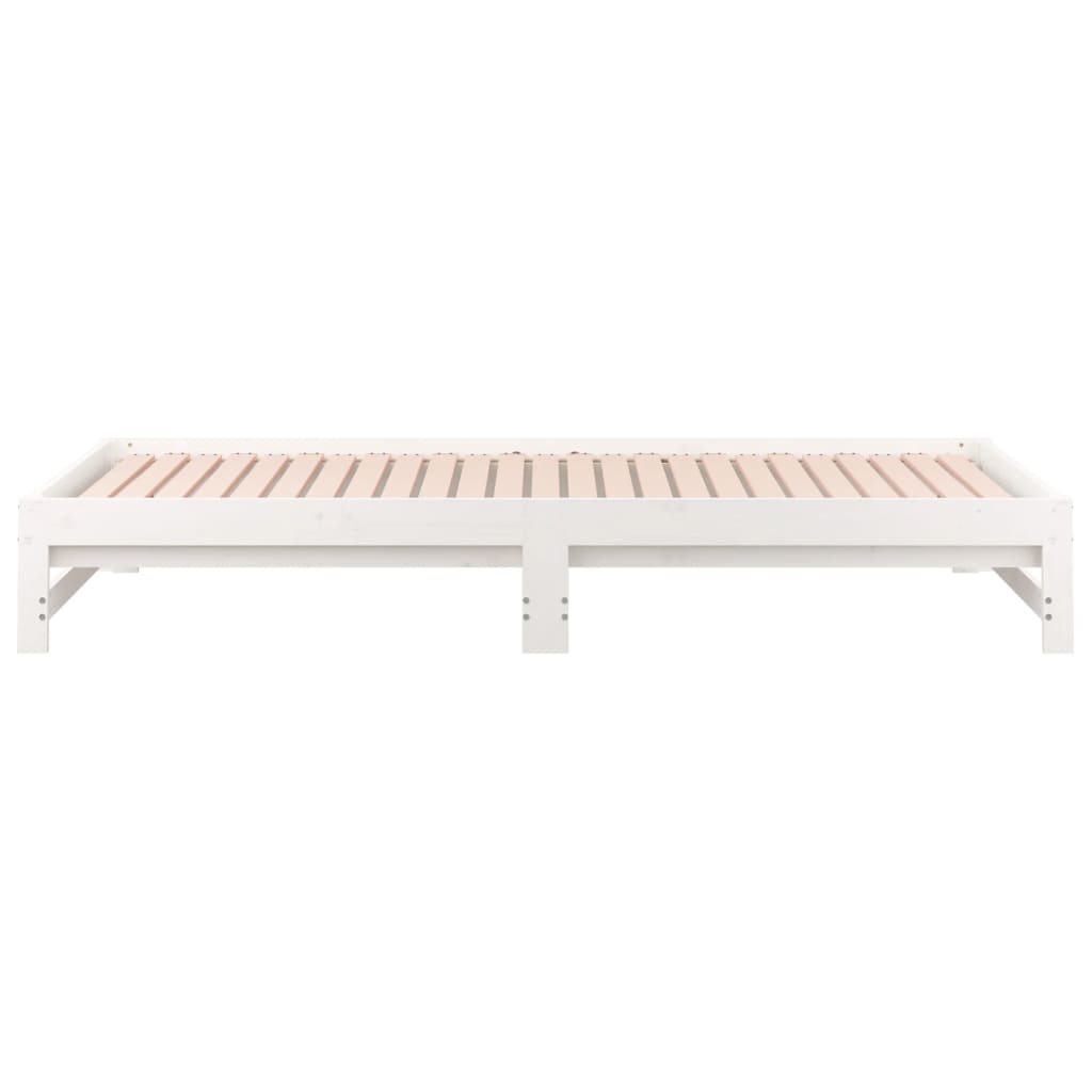 vidaXL Day Bed | White | Solid pinewood | Double | Expandable | Day Bed