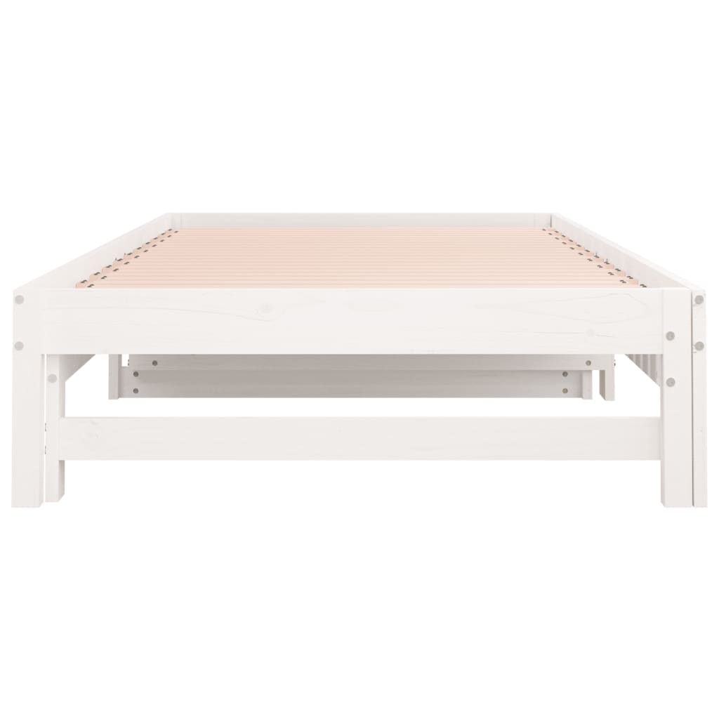 vidaXL Day Bed | White | Solid pinewood | Double | Expandable | Day Bed